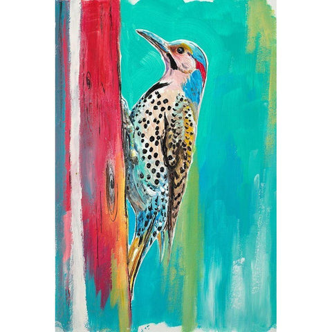 Woodpecker II Black Modern Wood Framed Art Print with Double Matting by Pinto, Patricia