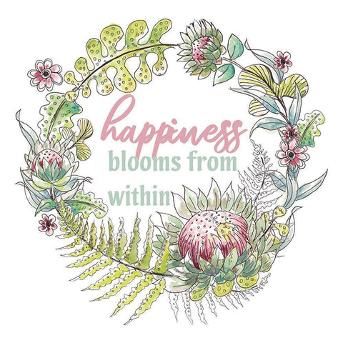 Proteas Inspirational Wreath II Black Modern Wood Framed Art Print with Double Matting by Pinto, Patricia