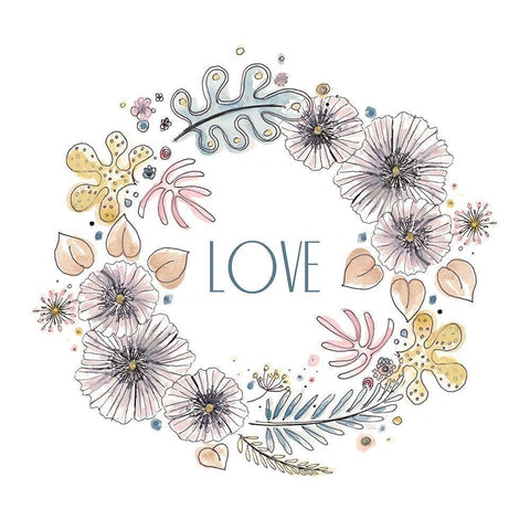 Nature Love Wreath White Modern Wood Framed Art Print by Pinto, Patricia