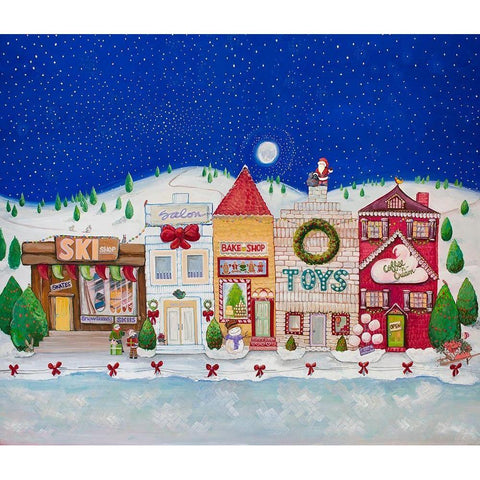 Christmas Village I Gold Ornate Wood Framed Art Print with Double Matting by Diannart