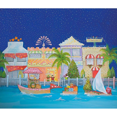 Christmas Village I Gold Ornate Wood Framed Art Print with Double Matting by Diannart