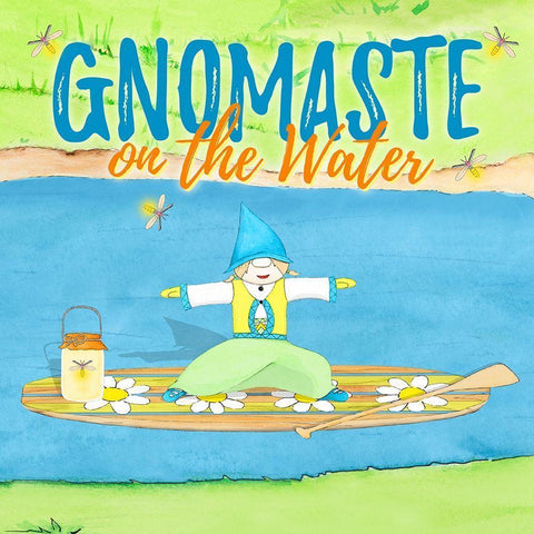 Gnomaste Warrior Pose Paddle Board White Modern Wood Framed Art Print with Double Matting by Edwins, Hugo