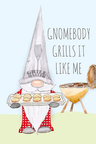 Gnomebody Grills it Like Me Black Ornate Wood Framed Art Print with Double Matting by Edwins, Hugo