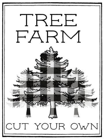 Tree Farm Buffalo Plaid White Modern Wood Framed Art Print with Double Matting by Medley, Elizabeth