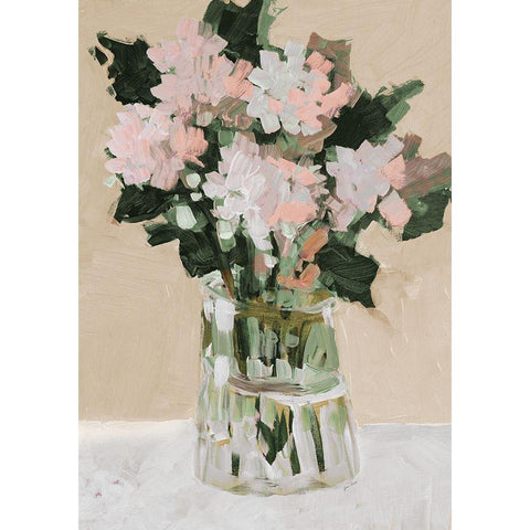 Pink Flower Arrangement White Modern Wood Framed Art Print by Slivka, Jane