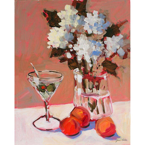 Flowers and Martini Gold Ornate Wood Framed Art Print with Double Matting by Slivka, Jane