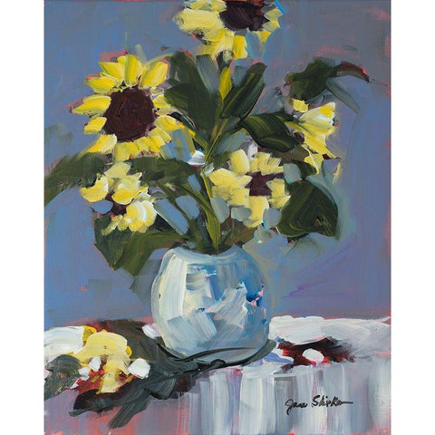 Sunflowers Gold Ornate Wood Framed Art Print with Double Matting by Slivka, Jane