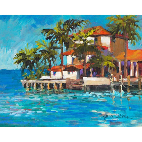 Island Beach House Black Modern Wood Framed Art Print by Slivka, Jane