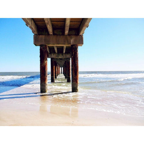 Sunlit Pier I Black Modern Wood Framed Art Print by Peck, Gail