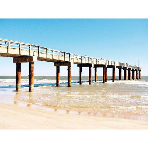 Sunlit Pier II Black Modern Wood Framed Art Print with Double Matting by Peck, Gail
