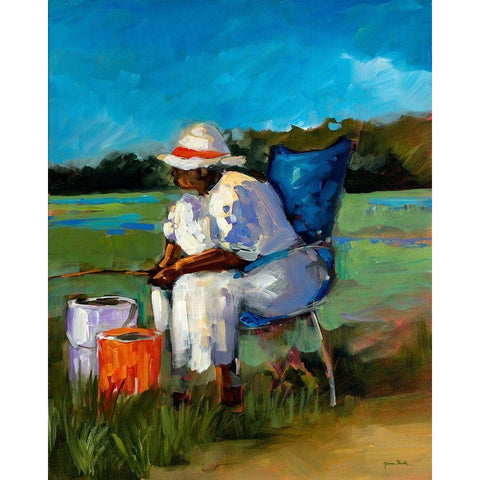 Fishing Again White Modern Wood Framed Art Print by Slivka, Jane