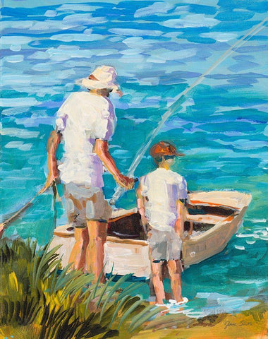 Gone Fishing  Black Ornate Wood Framed Art Print with Double Matting by Slivka, Jane