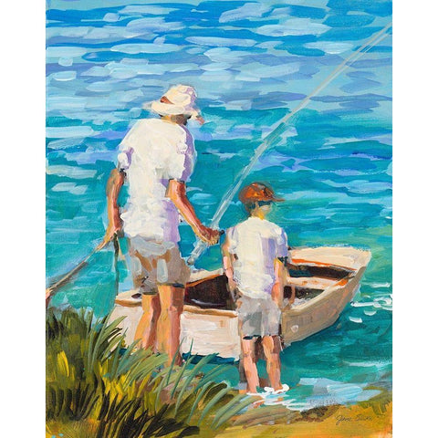 Gone Fishing  White Modern Wood Framed Art Print by Slivka, Jane