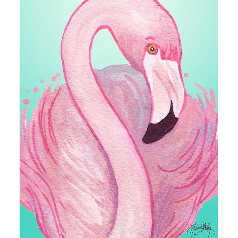 Flamingo Portrait Gold Ornate Wood Framed Art Print with Double Matting by Medley, Elizabeth