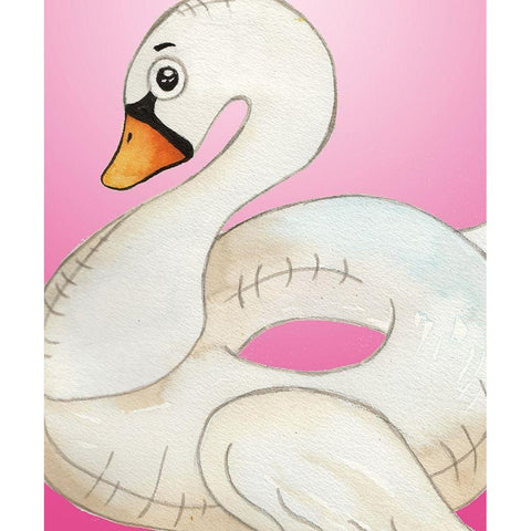 Swan Float on Pink Gold Ornate Wood Framed Art Print with Double Matting by Medley, Elizabeth