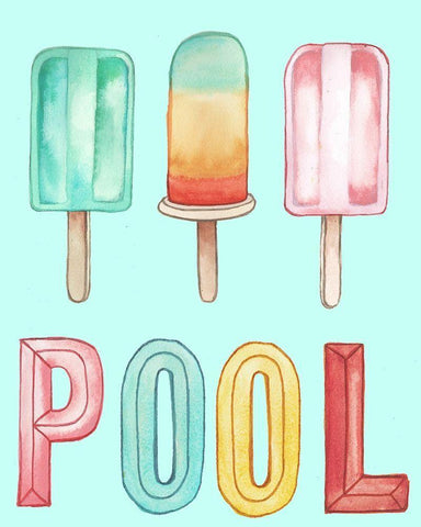 Pool Popsicles White Modern Wood Framed Art Print with Double Matting by Medley, Elizabeth