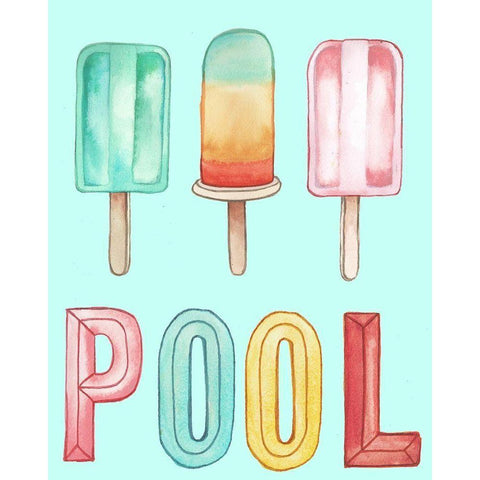 Pool Popsicles Black Modern Wood Framed Art Print with Double Matting by Medley, Elizabeth