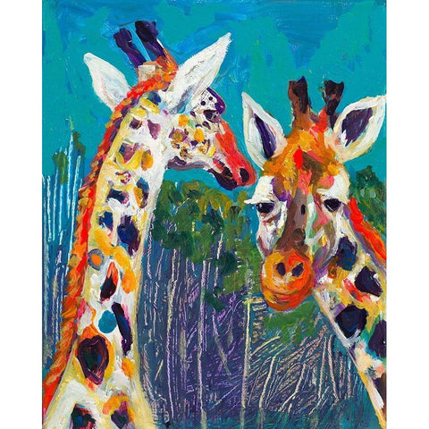 Colorful Giraffes Black Modern Wood Framed Art Print with Double Matting by Beauchamp, Andy