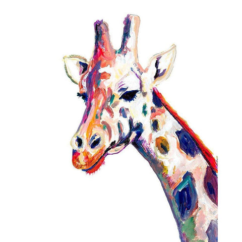Colorful Giraffe on White Black Modern Wood Framed Art Print by Beauchamp, Andy