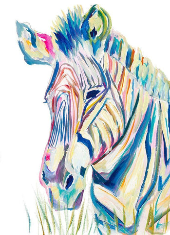 Colorful Zebra Black Ornate Wood Framed Art Print with Double Matting by Beauchamp, Andy
