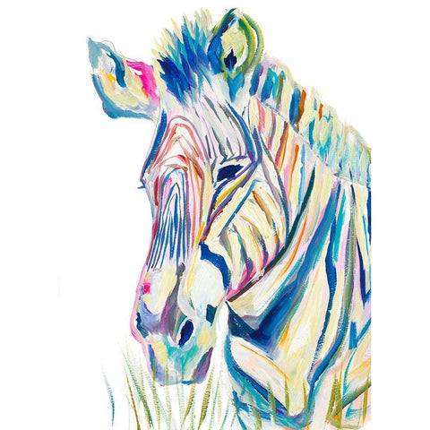 Colorful Zebra Gold Ornate Wood Framed Art Print with Double Matting by Beauchamp, Andy