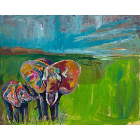 An Elephants Love Gold Ornate Wood Framed Art Print with Double Matting by Beauchamp, Andy