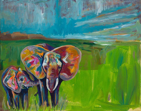An Elephants Love Black Ornate Wood Framed Art Print with Double Matting by Beauchamp, Andy