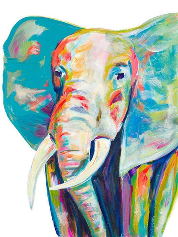 Colorful Elephant Black Ornate Wood Framed Art Print with Double Matting by Beauchamp, Andy