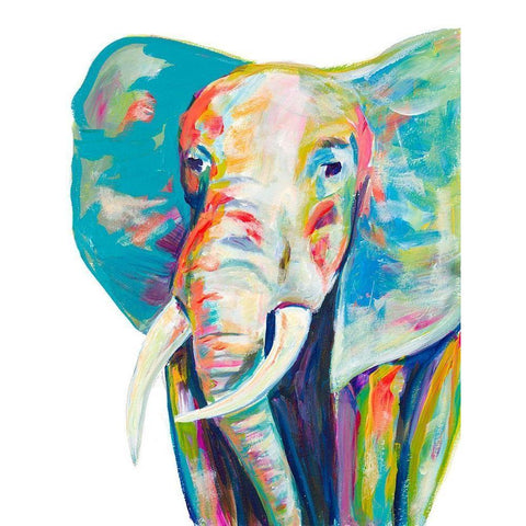 Colorful Elephant White Modern Wood Framed Art Print by Beauchamp, Andy