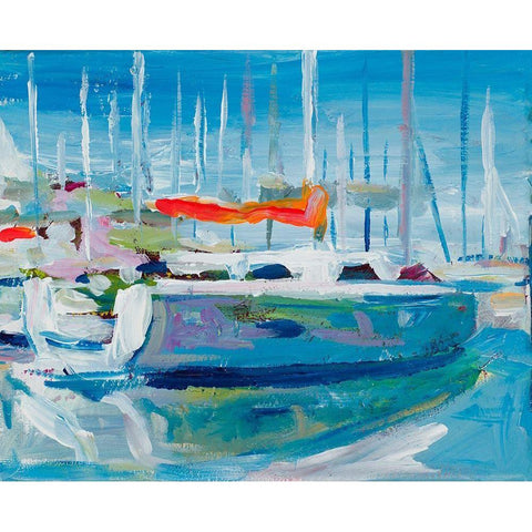 Marina Sailboats Gold Ornate Wood Framed Art Print with Double Matting by Beauchamp, Andy