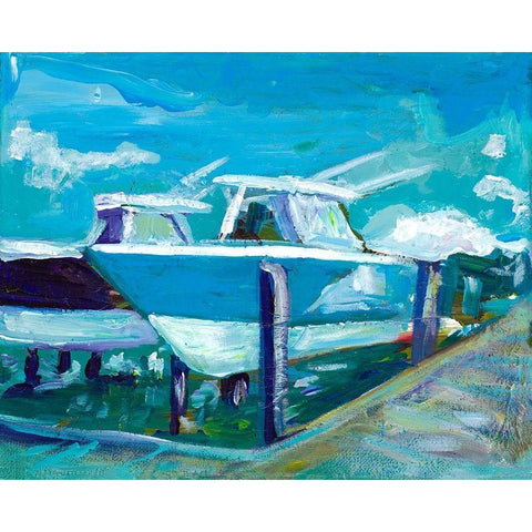 Docked Boats White Modern Wood Framed Art Print by Beauchamp, Andy