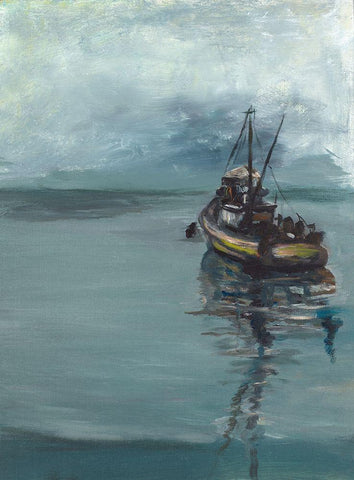The Fishermans Tale White Modern Wood Framed Art Print with Double Matting by Beauchamp, Andy