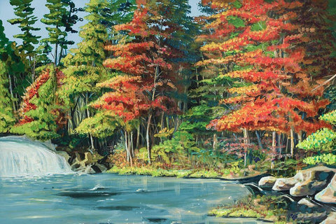 Running River II White Modern Wood Framed Art Print with Double Matting by Beauchamp, Andy