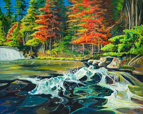 Running River I Black Ornate Wood Framed Art Print with Double Matting by Beauchamp, Andy