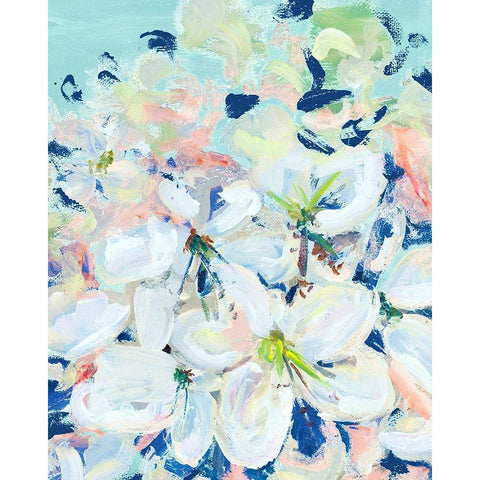 White Orchids on Blue Black Modern Wood Framed Art Print by Beauchamp, Andy