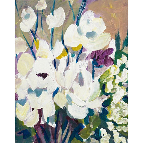 Painting of Orchids Black Modern Wood Framed Art Print with Double Matting by Beauchamp, Andy