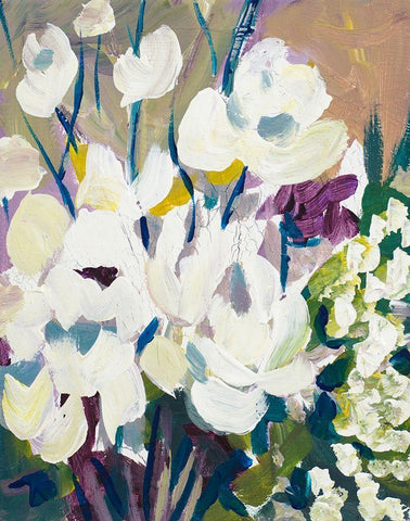 Painting of Orchids Black Ornate Wood Framed Art Print with Double Matting by Beauchamp, Andy