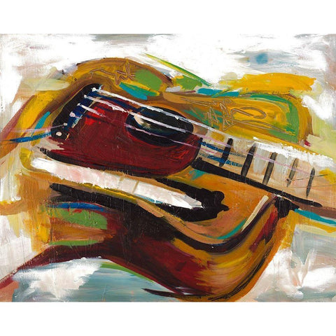 Colorful Guitar Gold Ornate Wood Framed Art Print with Double Matting by Beauchamp, Andy