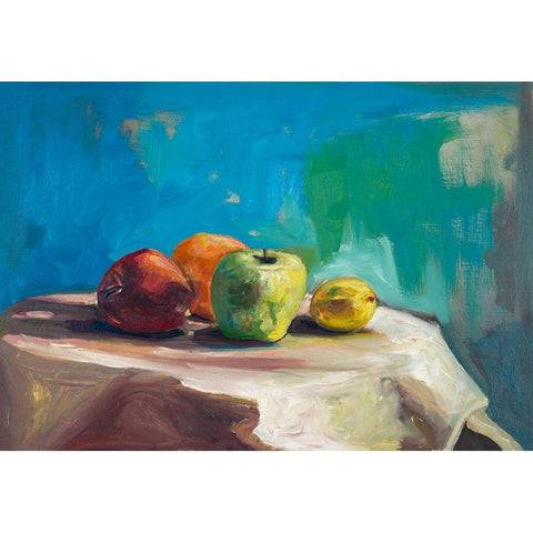 Colorful Apples Black Modern Wood Framed Art Print with Double Matting by Beauchamp, Andy