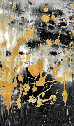 Gold Reflections Abstract White Modern Wood Framed Art Print with Double Matting by Beauchamp, Andy