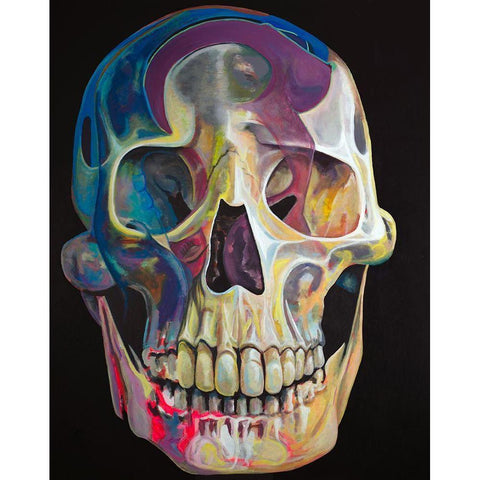 Haunted Skull Black Modern Wood Framed Art Print by Beauchamp, Andy