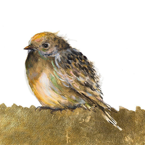 Gold Bird Black Modern Wood Framed Art Print by Pinto, Patricia