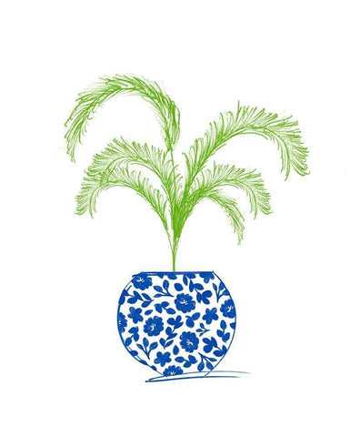 Potted Plant I White Modern Wood Framed Art Print with Double Matting by Quach, Anna