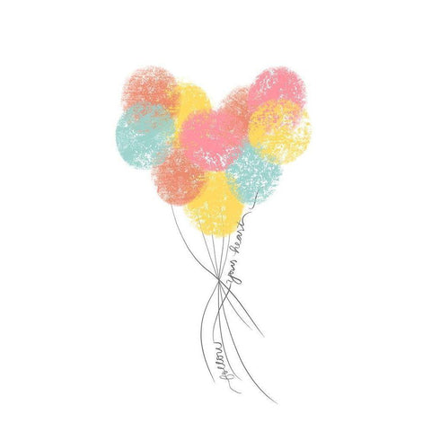 Follow Your Heart Balloons Black Modern Wood Framed Art Print with Double Matting by Quach, Anna