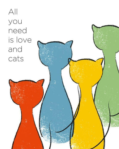 Love and Cats White Modern Wood Framed Art Print with Double Matting by Quach, Anna
