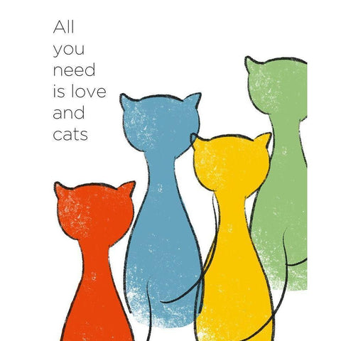 Love and Cats Black Modern Wood Framed Art Print by Quach, Anna