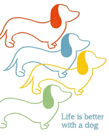 Life is Better With A Dog White Modern Wood Framed Art Print with Double Matting by Quach, Anna