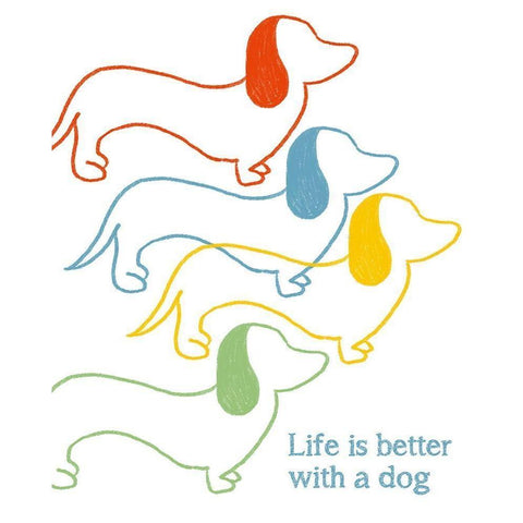 Life is Better With A Dog Black Modern Wood Framed Art Print with Double Matting by Quach, Anna