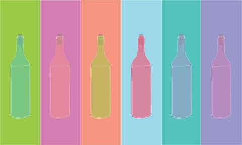 Colorful Mod Wine Bottles White Modern Wood Framed Art Print with Double Matting by Bucheli, Jen