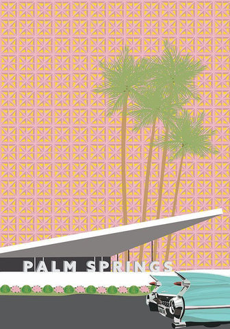 Palm Springs with Convertible Black Ornate Wood Framed Art Print with Double Matting by Bucheli, Jen